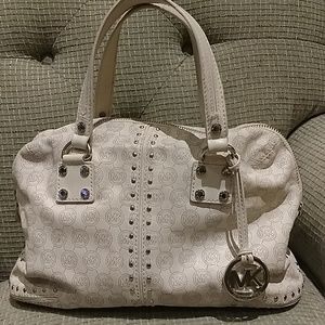 Michael Kors Studded White Leather Bag